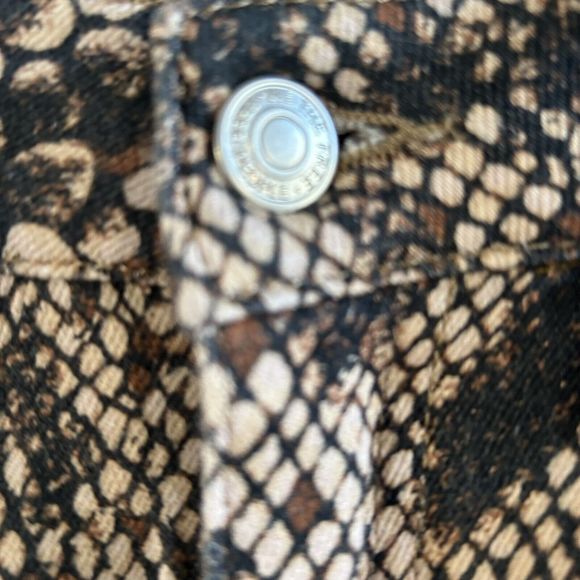 Free People Jeans Brown Two Faced Snakeskin Skinny Crop High Rise Raw sizw 29 - Picture 6 of 14